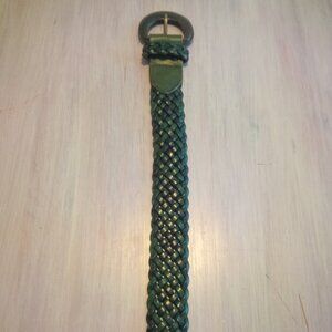 Hunter green woven leather belt